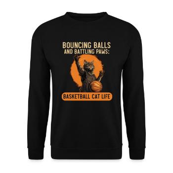 Basketball Cat Basketteur Joueur de basket-ball J’aime le basket-ball - Sweat-shirt Unisexe - noir - Devant - Alina (178cm) & Michal (187cm)