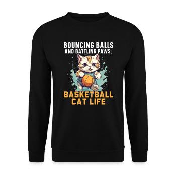 Basketball Cat Basketteur Joueur de basket-ball J’aime le basket-ball - Sweat-shirt Unisexe - noir - Devant - Alina (178cm) & Michal (187cm)