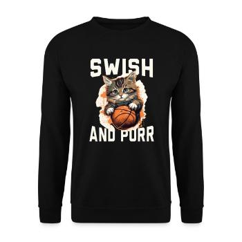 Basketball Cat Basketteur Joueur de basket-ball J’aime le basket-ball - Sweat-shirt Unisexe - noir - Devant - Alina (178cm) & Michal (187cm)