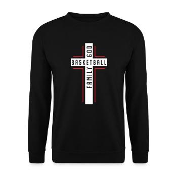 Basketball und Jesus Christus, christlicher Gläubiger - Unisex Pullover - Schwarz - Vorne - Alina (178cm) & Michal (187cm)