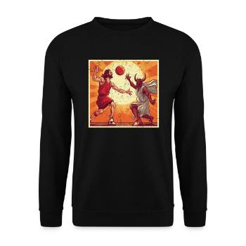 Basketball und Jesus Christus, christlicher Gläubiger - Unisex Pullover - Schwarz - Vorne - Alina (178cm) & Michal (187cm)