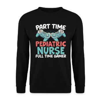 Gamer Nurse Video Game Player Gaming Nursing - Unisex Sweatshirt - black - Front - Alina (178cm) & Michal (187cm)