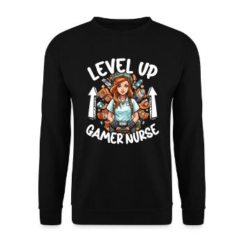 Gamer Nurse Video Game Player Gaming Nursing - Unisex Sweatshirt - black - Front - Alina (178cm) & Michal (187cm)