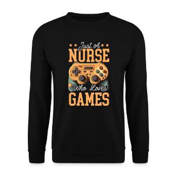 Gamer Nurse Video Game Player Gaming Nursing - Unisex Sweatshirt - black - Front - Alina (178cm) & Michal (187cm)