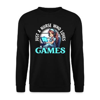 Gamer Nurse Video Game Player Gaming Nursing - Unisex Sweatshirt - black - Front - Alina (178cm) & Michal (187cm)
