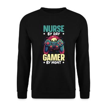 Gamer Nurse Video Game Player Gaming Nursing - Unisex Sweatshirt - black - Front - Alina (178cm) & Michal (187cm)