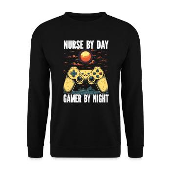 Gamer Nurse Video Game Player Gaming Nursing - Unisex Sweatshirt - black - Front - Alina (178cm) & Michal (187cm)