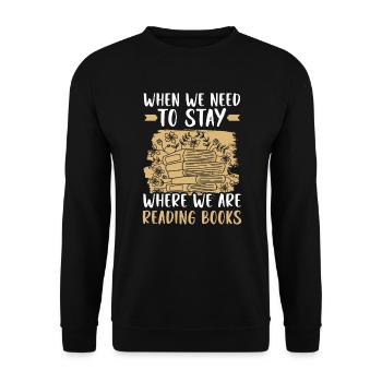Buchliebhaber Bücherwurm Lesen Bibliothekarische Ausbildung - Unisex Pullover - Schwarz - Vorne - Alina (178cm) & Michal (187cm)