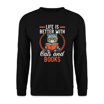 Book Lover Bookworm Reading Bibliothaire Education - Sweat-shirt Unisexe - noir - Devant - Alina (178cm) & Michal (187cm)