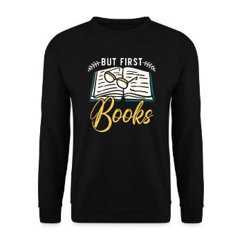 Buchliebhaber Bücherwurm Lesen Bibliothekarische Ausbildung - Unisex Pullover - Schwarz - Vorne - Alina (178cm) & Michal (187cm)
