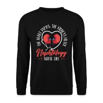 Nephrology Nurse Medical Job Medicine Nursing - Unisex Sweatshirt - black - Front - Alina (178cm) & Michal (187cm)