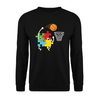 Autisme Basketball Autism Warrior Basketteur - Sweat-shirt Unisexe - noir - Devant - Alina (178cm) & Michal (187cm)