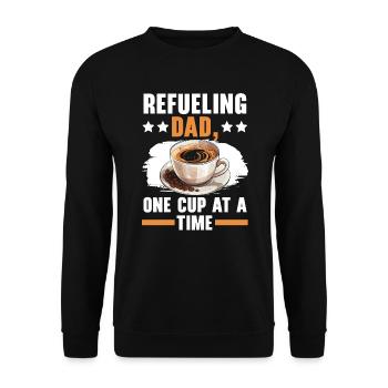 Papa Kaffeetrinker Koffein Papa Vatertag - Unisex Pullover - Schwarz - Vorne - Alina (178cm) & Michal (187cm)