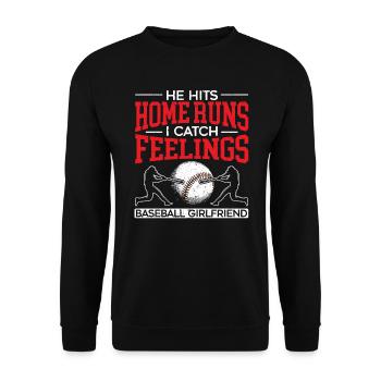Baseball-Freundin Sportliebhaber Baseball-Fan - Unisex Pullover - Schwarz - Vorne - Alina (178cm) & Michal (187cm)