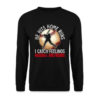 Baseball-Freundin Sportliebhaber Baseball-Fan - Unisex Pullover - Schwarz - Vorne - Alina (178cm) & Michal (187cm)