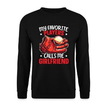 Baseball-Freundin Sportliebhaber Baseball-Fan - Unisex Pullover - Schwarz - Vorne - Alina (178cm) & Michal (187cm)