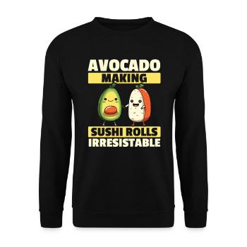 Avocado Sushi Rolle Nigiri Avocado Frucht Guacamole - Unisex Pullover - Schwarz - Vorne - Alina (178cm) & Michal (187cm)