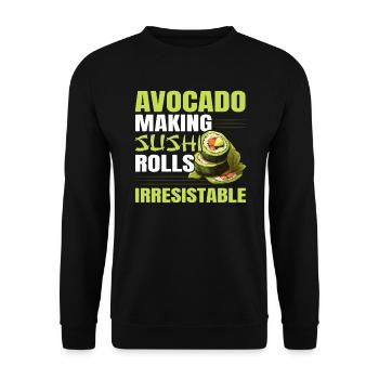 Avocado Sushi Rolle Nigiri Avocado Frucht Guacamole - Unisex Pullover - Schwarz - Vorne - Alina (178cm) & Michal (187cm)