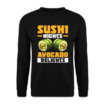 Avocado Sushi Rolle Nigiri Avocado Frucht Guacamole - Unisex Pullover - Schwarz - Vorne - Alina (178cm) & Michal (187cm)