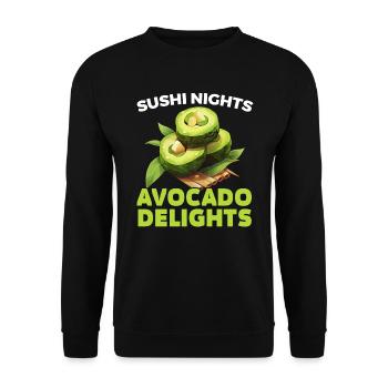 Avocado Sushi Roll Nigiri Avocado Fruit Guacamole - Unisex Sweatshirt - black - Front - Alina (178cm) & Michal (187cm)