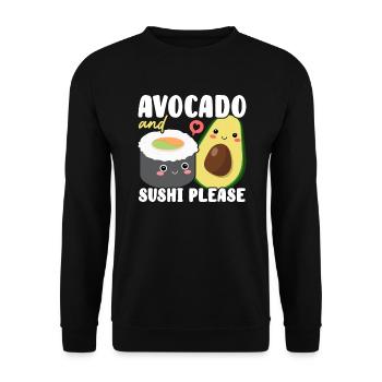 Avocado Sushi Rolle Nigiri Avocado Frucht Guacamole - Unisex Pullover - Schwarz - Vorne - Alina (178cm) & Michal (187cm)