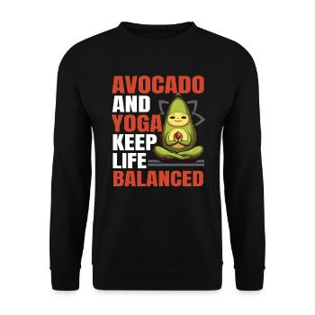 Avocado Yoga Master Avocado Fruit Meditate Guac - Unisex Sweatshirt - black - Front - Alina (178cm) & Michal (187cm)