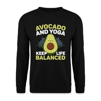 Avocado Yoga Master Avocado Fruit Meditate Guac - Unisex Sweatshirt - black - Front - Alina (178cm) & Michal (187cm)