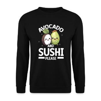 Avocado Sushi Rolle Nigiri Avocado Frucht Guacamole - Unisex Pullover - Schwarz - Vorne - Alina (178cm) & Michal (187cm)