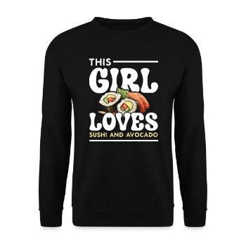 Avocado Sushi Roll Nigiri Avocado Fruit Guacamole - Unisex Sweatshirt - black - Front - Alina (178cm) & Michal (187cm)