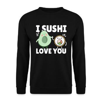 Avocado Sushi Rolle Nigiri Avocado Frucht Guacamole - Unisex Pullover - Schwarz - Vorne - Alina (178cm) & Michal (187cm)