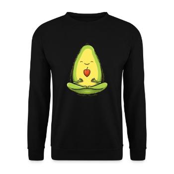 Avocado Yoga Master Avocado Fruit Meditate Guac - Unisex Sweatshirt - black - Front - Alina (178cm) & Michal (187cm)