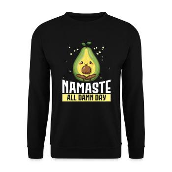 Avocado Yoga Master Avocado Fruit Meditate Guac - Unisex Sweatshirt - black - Front - Alina (178cm) & Michal (187cm)