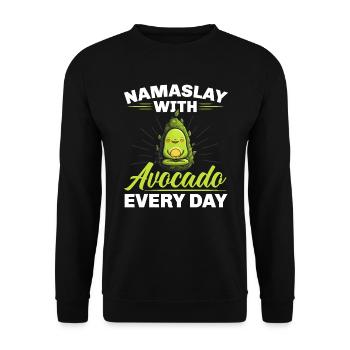 Avocado Yoga Master Avocado Fruit Meditate Guac - Unisex Sweatshirt - black - Front - Alina (178cm) & Michal (187cm)
