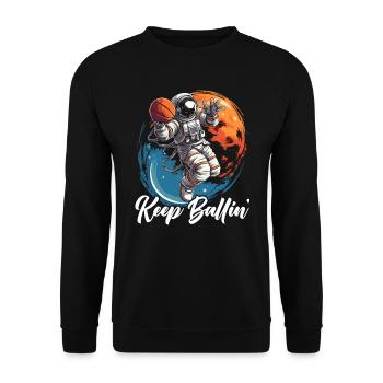 Astronaut Basketball Outerspace Basketball Player - Unisex Sweatshirt - black - Front - Alina (178cm) & Michal (187cm)