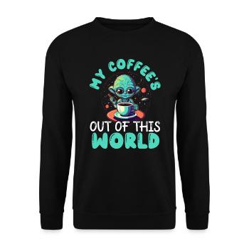 Alien Coffee Lover Caffeine UFO Extraterrestrial - Unisex Sweatshirt - black - Front - Alina (178cm) & Michal (187cm)
