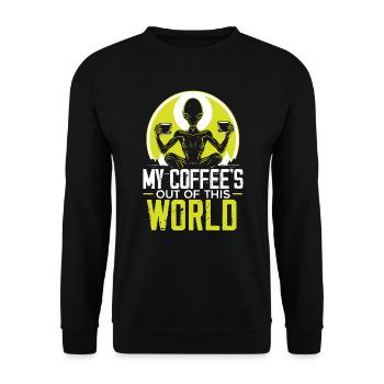 Alien Coffee Lover Caffeine UFO Extraterrestrial - Unisex Sweatshirt - black - Front - Alina (178cm) & Michal (187cm)