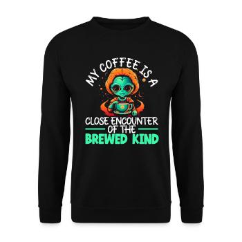 Alien Coffee Lover Caffeine UFO Extraterrestrial - Unisex Sweatshirt - black - Front - Alina (178cm) & Michal (187cm)
