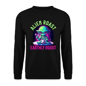 Außerirdischer Kaffeeliebhaber Koffein UFO Außerirdisch - Unisex Pullover - Schwarz - Vorne - Alina (178cm) & Michal (187cm)