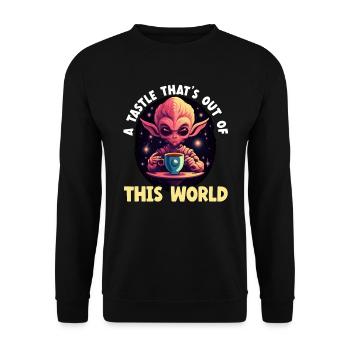 Alien Coffee Lover Caffeine UFO Extraterrestrial - Unisex Sweatshirt - black - Front - Alina (178cm) & Michal (187cm)