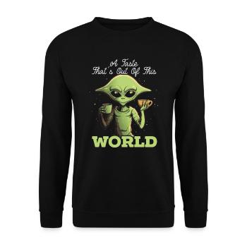Alien Coffee Lover Caffeine UFO Extraterrestrial - Unisex Sweatshirt - black - Front - Alina (178cm) & Michal (187cm)