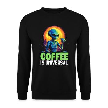 Außerirdischer Kaffeeliebhaber Koffein UFO Außerirdisch - Unisex Pullover - Schwarz - Vorne - Alina (178cm) & Michal (187cm)
