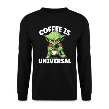 Außerirdischer Kaffeeliebhaber Koffein UFO Außerirdisch - Unisex Pullover - Schwarz - Vorne - Alina (178cm) & Michal (187cm)
