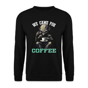 Außerirdischer Kaffeeliebhaber Koffein UFO Außerirdisch - Unisex Pullover - Schwarz - Vorne - Alina (178cm) & Michal (187cm)