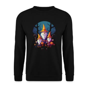 Garden Gnome Halloween Trick Or Treat Gardener - Unisex Sweatshirt - black - Front - Alina (178cm) & Michal (187cm)