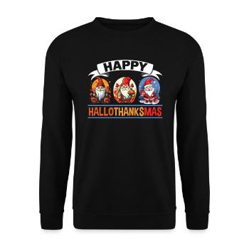 Garden Gnome Halloween Trick Or Treat Gardener - Unisex Sweatshirt - black - Front - Alina (178cm) & Michal (187cm)