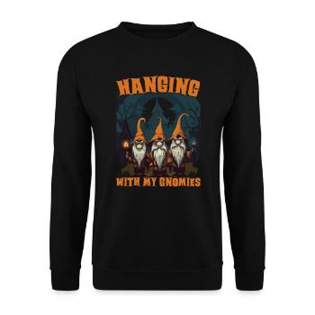 Garden Gnome Halloween Trick Or Treat Gardener - Unisex Sweatshirt - black - Front - Alina (178cm) & Michal (187cm)