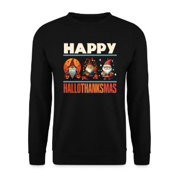 Garden Gnome Halloween Trick Or Treat Gardener - Unisex Sweatshirt - black - Front - Alina (178cm) & Michal (187cm)