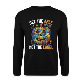 Autisme Halloween Trick ou Treat Sensibilisation à l’autisme - Sweat-shirt Unisexe - noir - Devant - Alina (178cm) & Michal (187cm)