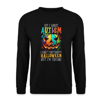 Autisme Halloween Trick ou Treat Sensibilisation à l’autisme - Sweat-shirt Unisexe - noir - Devant - Alina (178cm) & Michal (187cm)