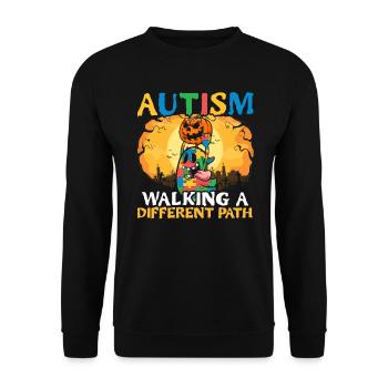 Autisme Halloween Trick ou Treat Sensibilisation à l’autisme - Sweat-shirt Unisexe - noir - Devant - Alina (178cm) & Michal (187cm)